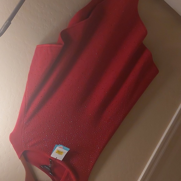 Ming Wang Studded Poncho Red OS - Picture 9 of 11